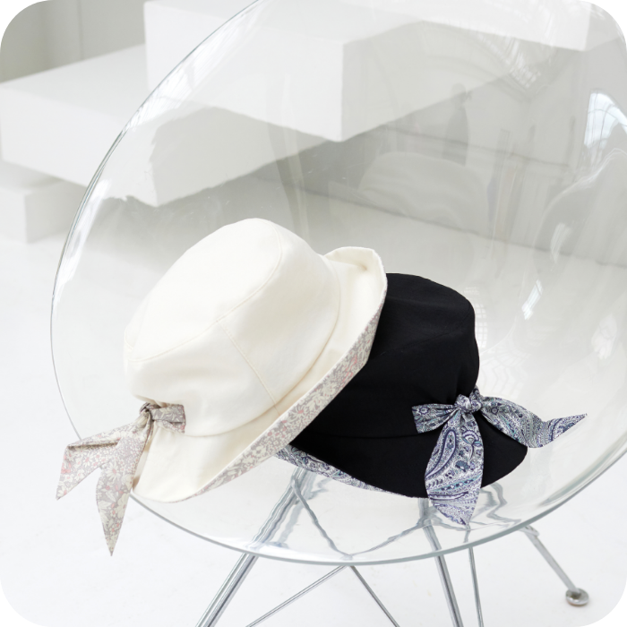 DECOY リバティプリントシャンブレーリボンハットの画像