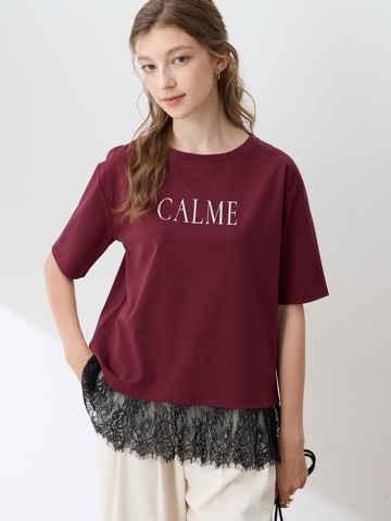 LE SOUK HOLIDAY レースドッキングプリントTシャツ【接触冷感・吸水速乾】
