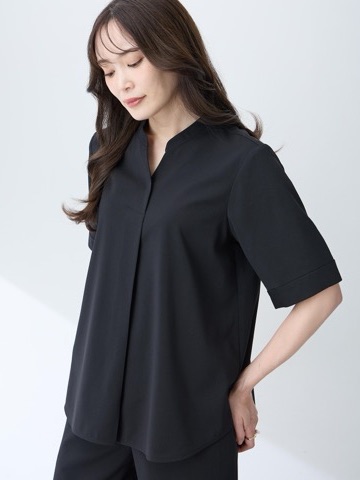 A/C DESIGN BY ALPHA CUBIC ストレッチスキッパーブラウス【接触冷感・UVカット・遮熱・セットアップ対応】