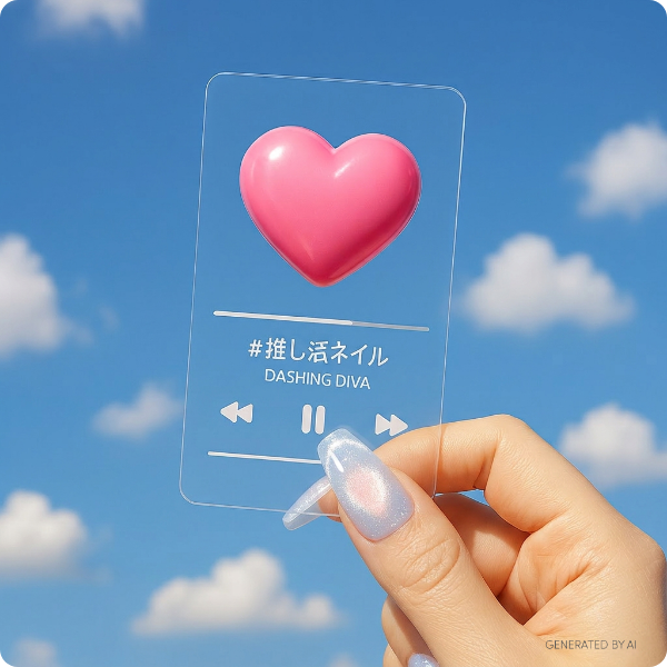 フォトカードを空に掲げている画像