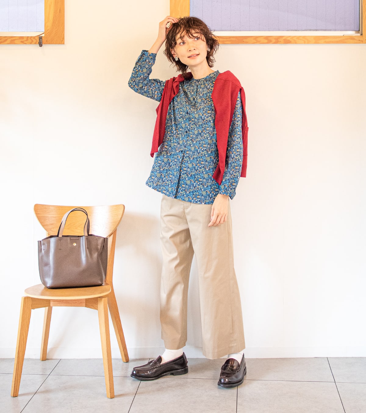 bois joli リバティ コンフェッティフラワーズ ノースリーブ