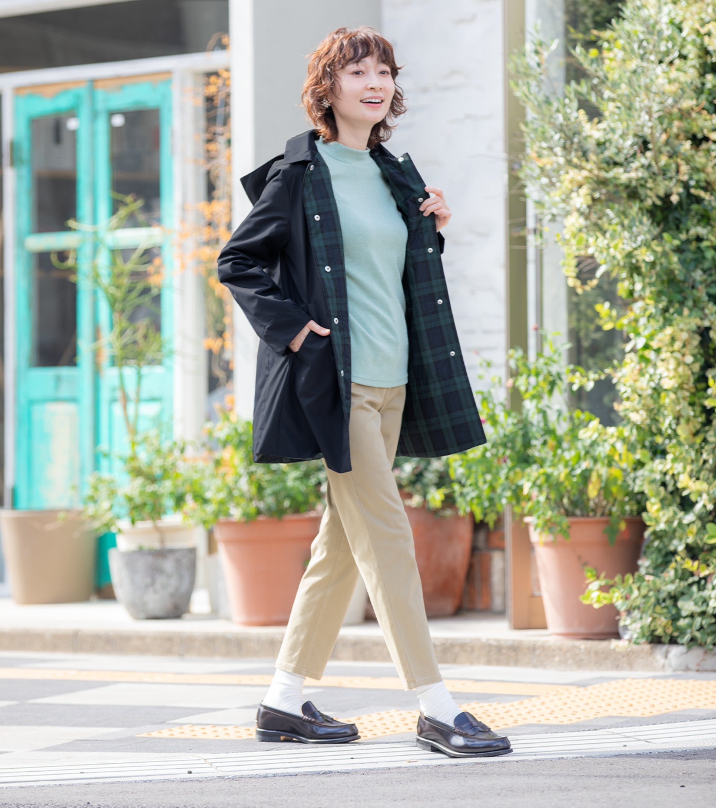 エイココンドウ ☆ 切替デザイン スプリングコート ロングジャケット 42 緑 おしゃれ好きさんの多機能コート | Feature | CROSS PLUS