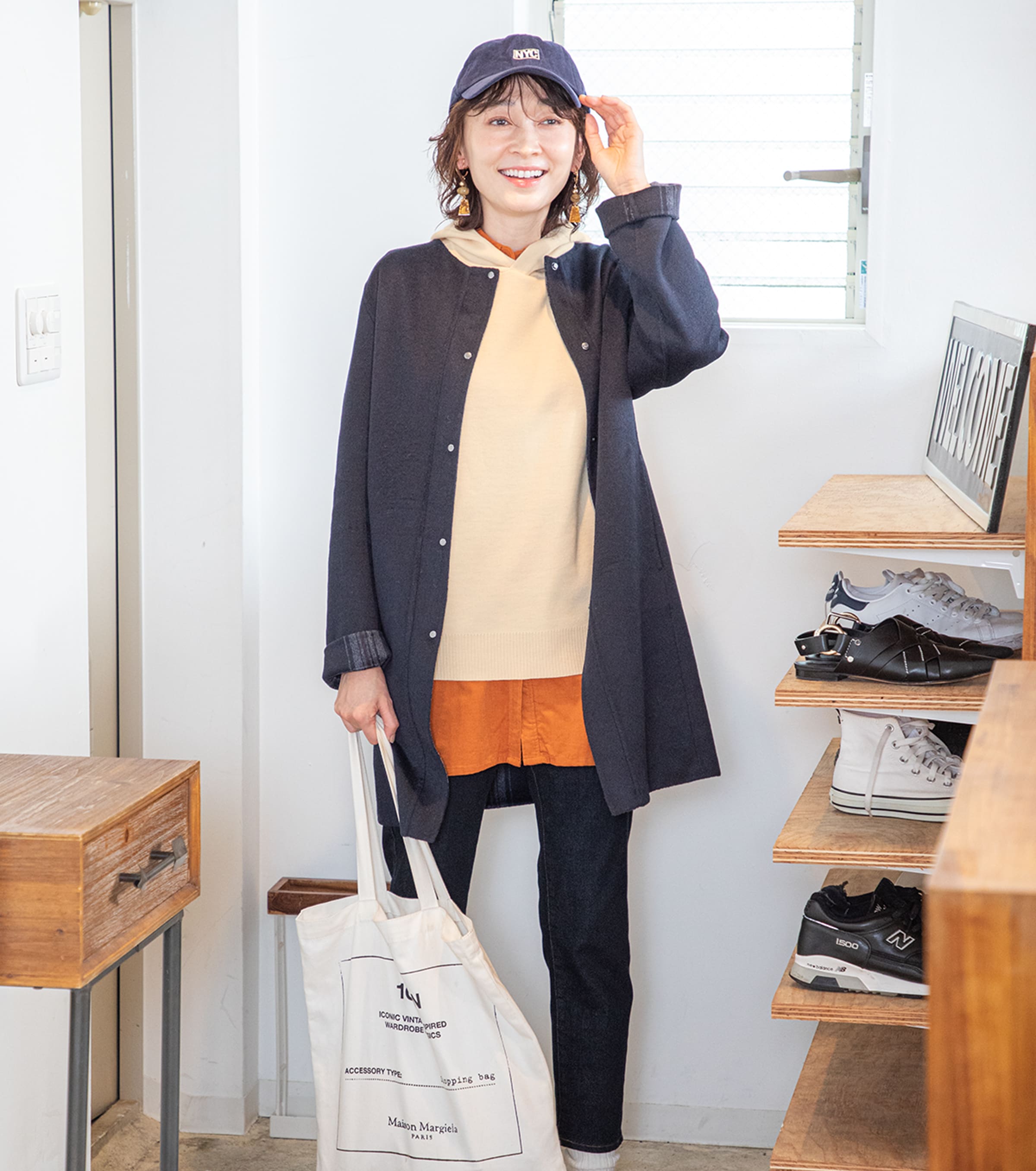 Wフェイスニットパーカー・アイボリー