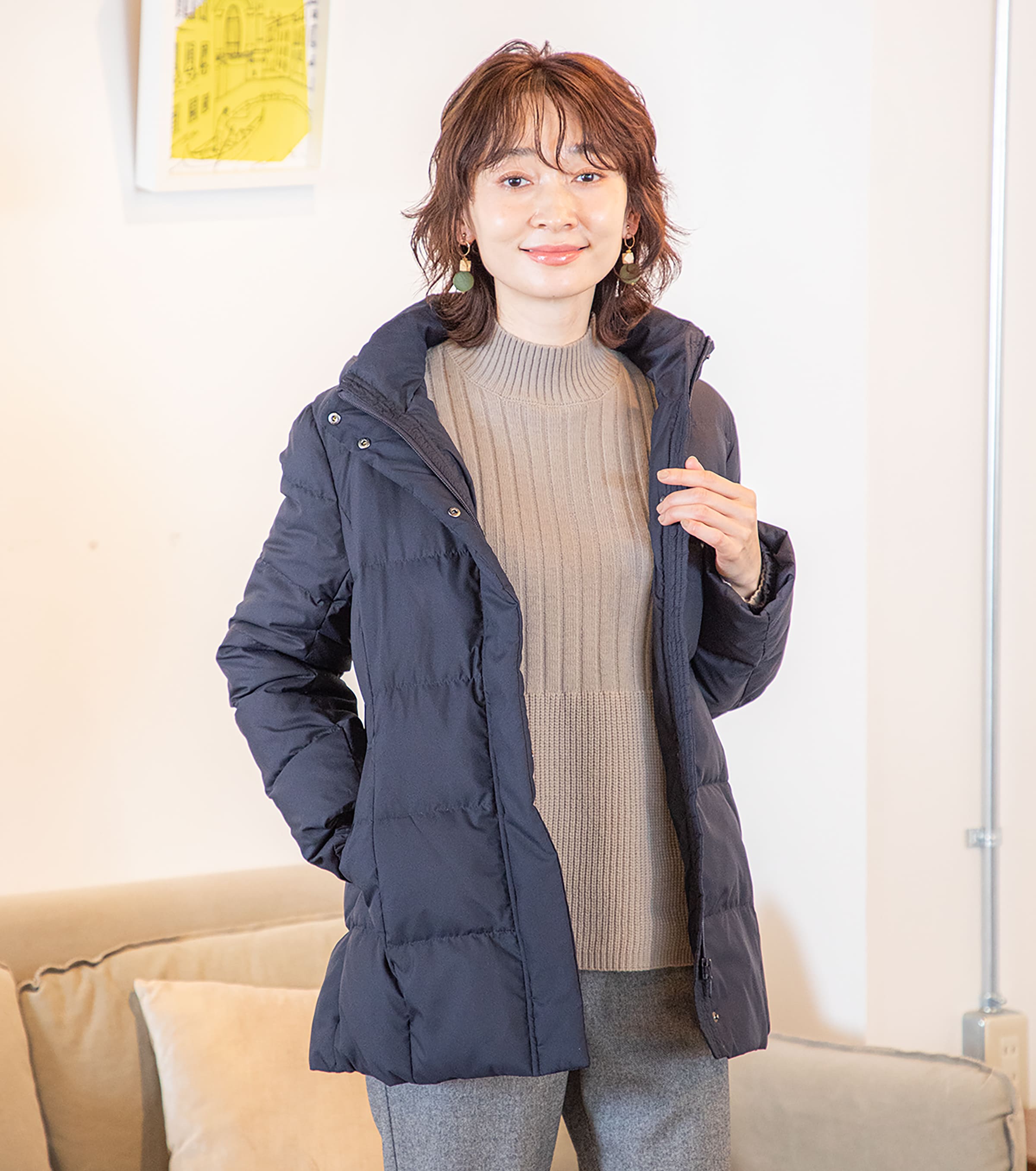 あぜ編みプルオーバーニット・モカ