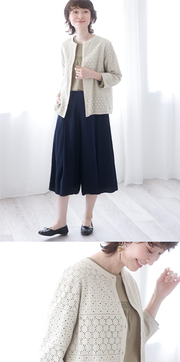 刺しゅうジャケットブラウス・ベージュのサブ画像
