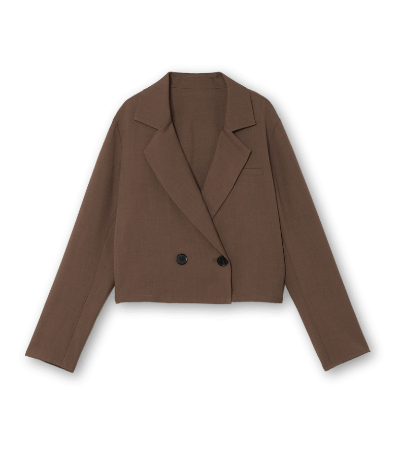 ショートジャケット+タックパンツ セットアップのジャケット画像