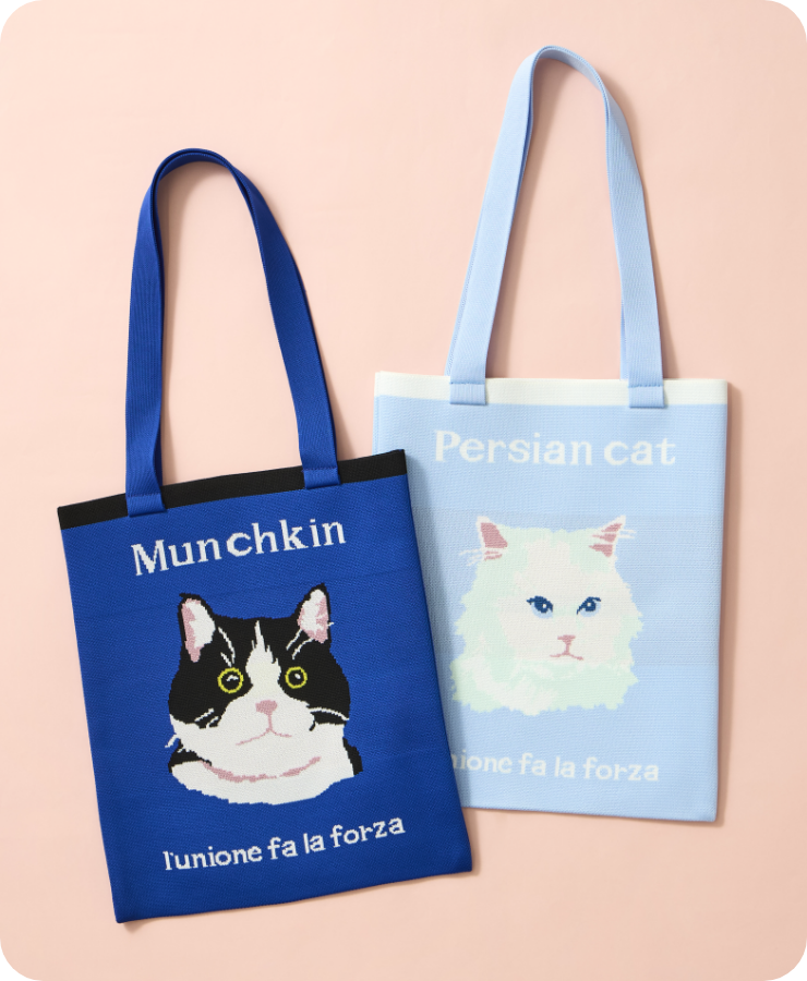 猫ニットトートバックの写真