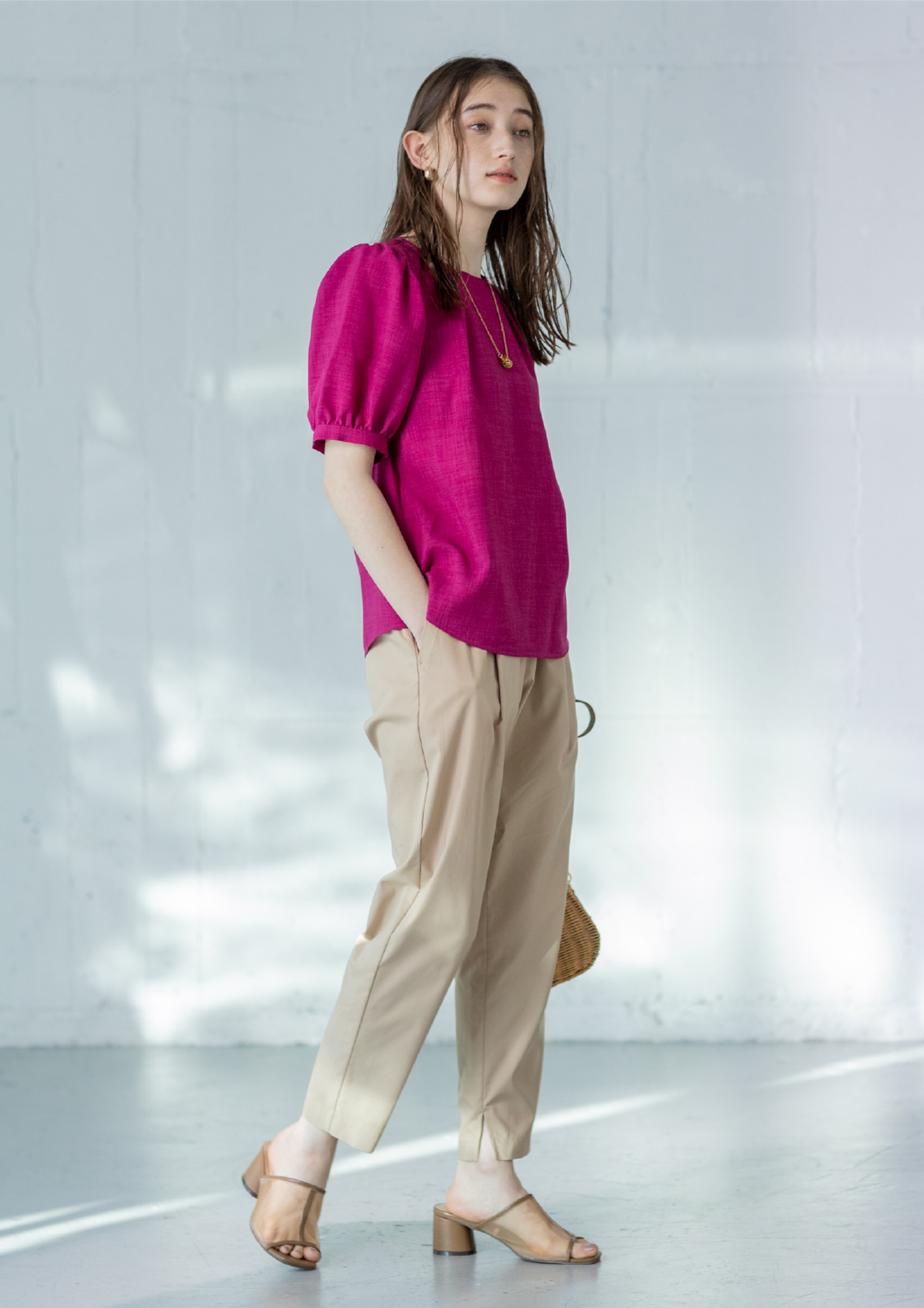 TUCK TAPERED PANTS #Lady like model01