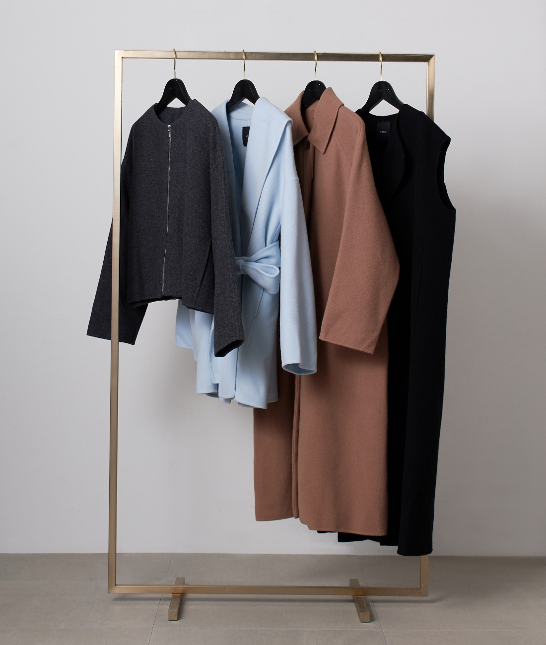 ウールメルトンショートジップリバーコート、ウールメルトンミドルリバーコート、ウールメルトンステンカラーリバーコート、ウールメルトンリバージレの画像