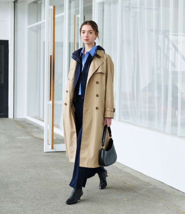 temp 10℃ Coat&Blouson&Cardigan&Shirt&Pantsを着用しているモデル画像 01