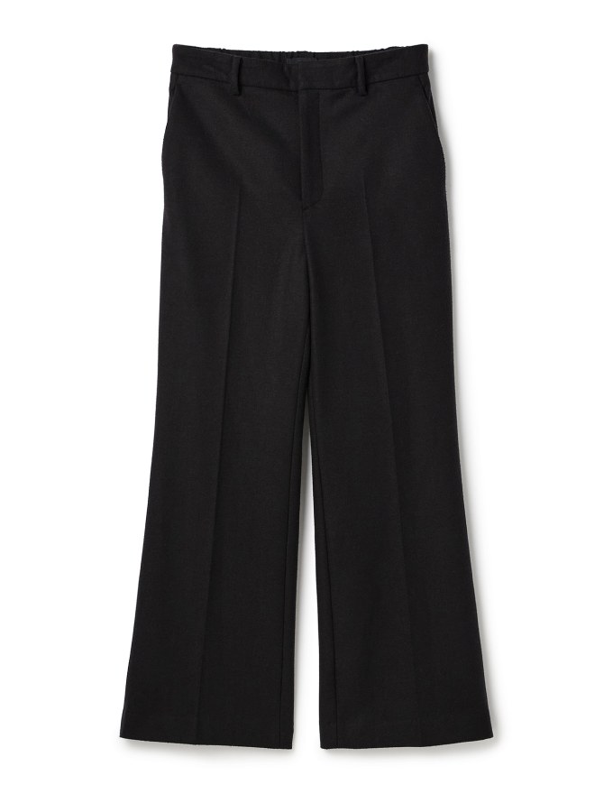 ブラックの【スムースミルドウール】フレアパンツ