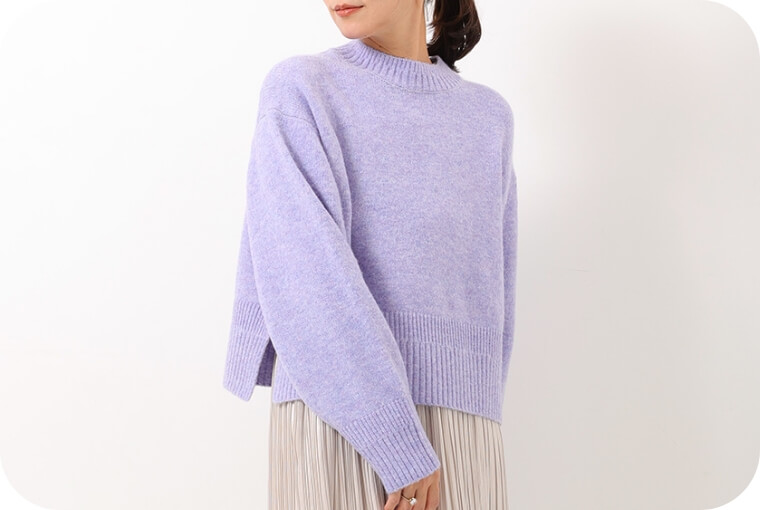 LOOK01 ワイドショートプルオーバー（ラベンダー）の着用画像