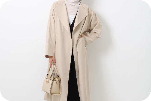 LOOK03 トレンチコート（ベージュ）の着用画像