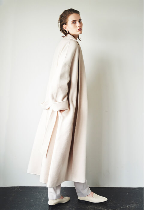 N.O.R.C by the lineウールリバーショールカラーガウンコート POP UP STORE 限定カラー アイボリー