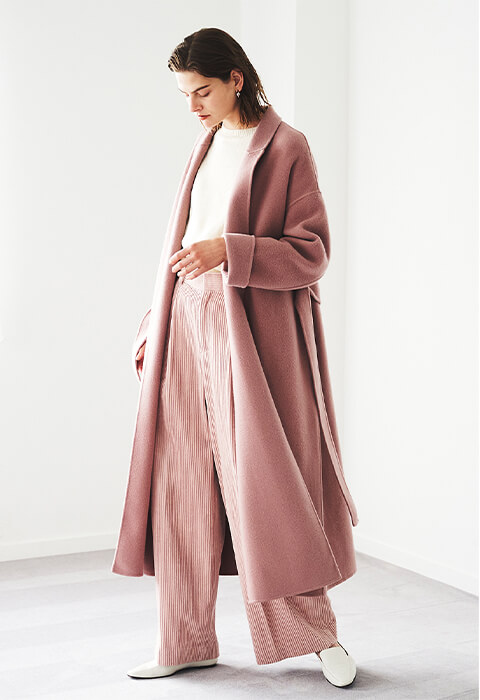 N.O.R.Cウールリバーチェスターガウンコート POP UP STORE 限定カラー ピンク