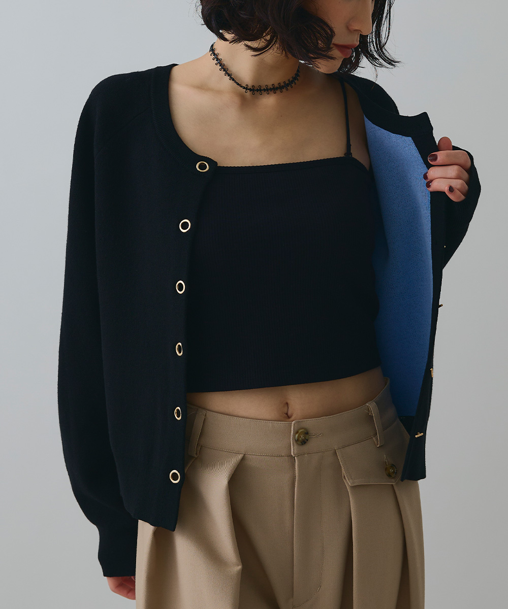 トグル釦デザインカーディガン