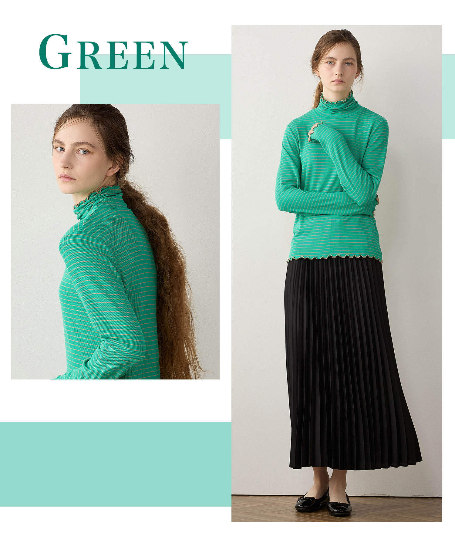 メローテレコハイネックプルオーバー　Green　¥3,289　(tax in)