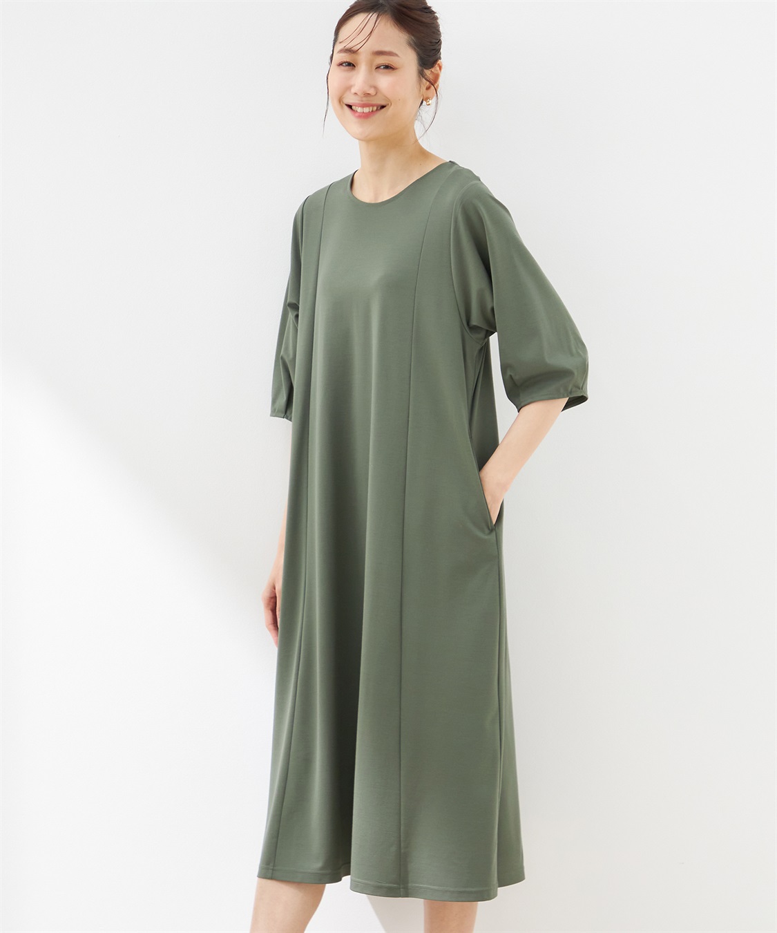 Petit Honfleur【接触冷感】 ランタンスリーブワンピース ¥8,789 （tax in）