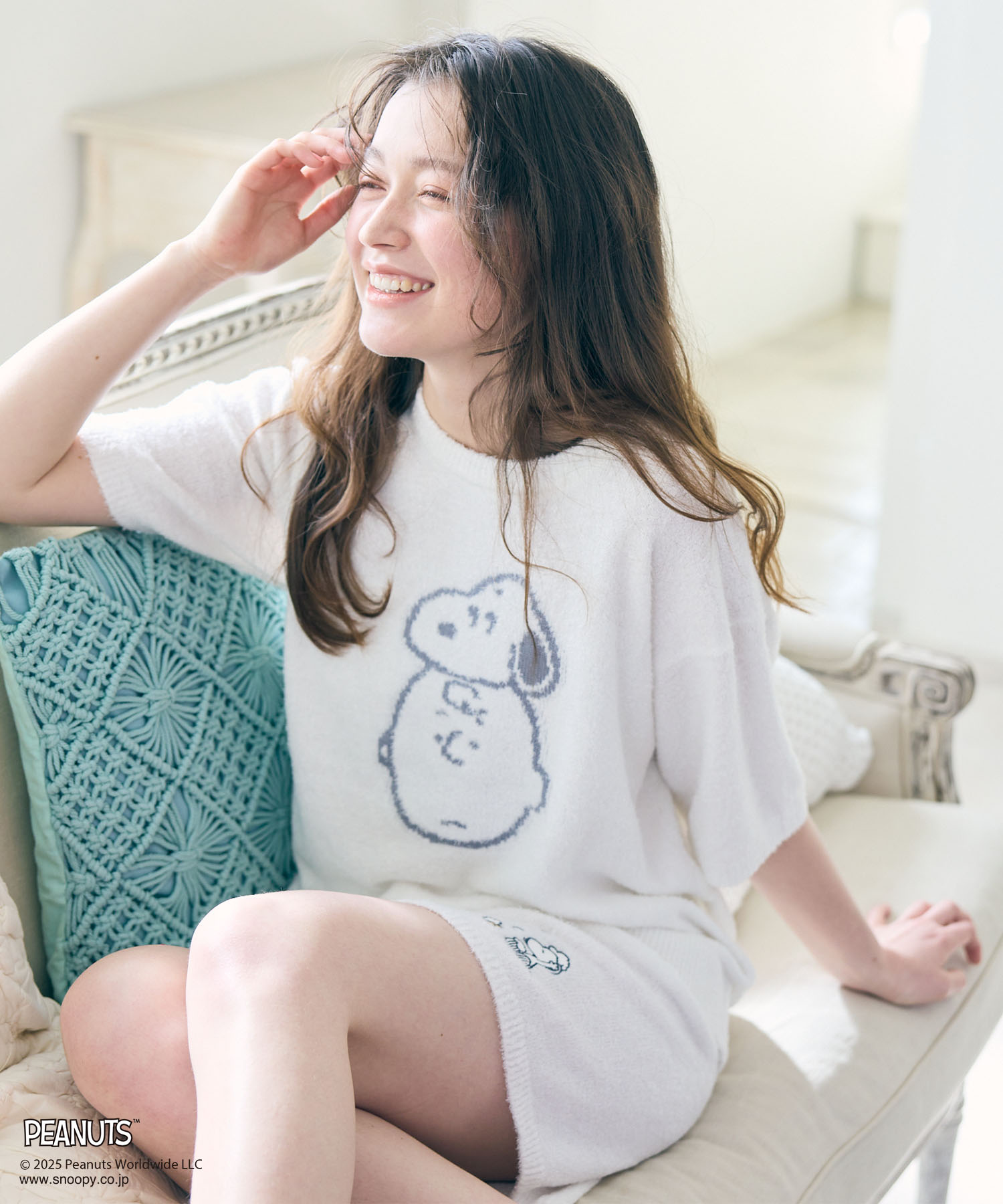【PEANUTS/ピーナッツ】SNOOPY/スヌーピーもこもこルームウェア半袖トップス（上下別売り）<br>¥4,950 （税込）