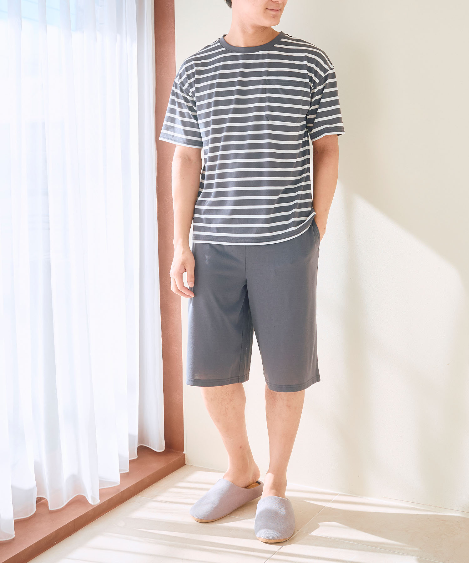 【LAFUKU】メンズ半袖ルームウェアセットアップ（上下セット）<br>¥2,200 （税込）