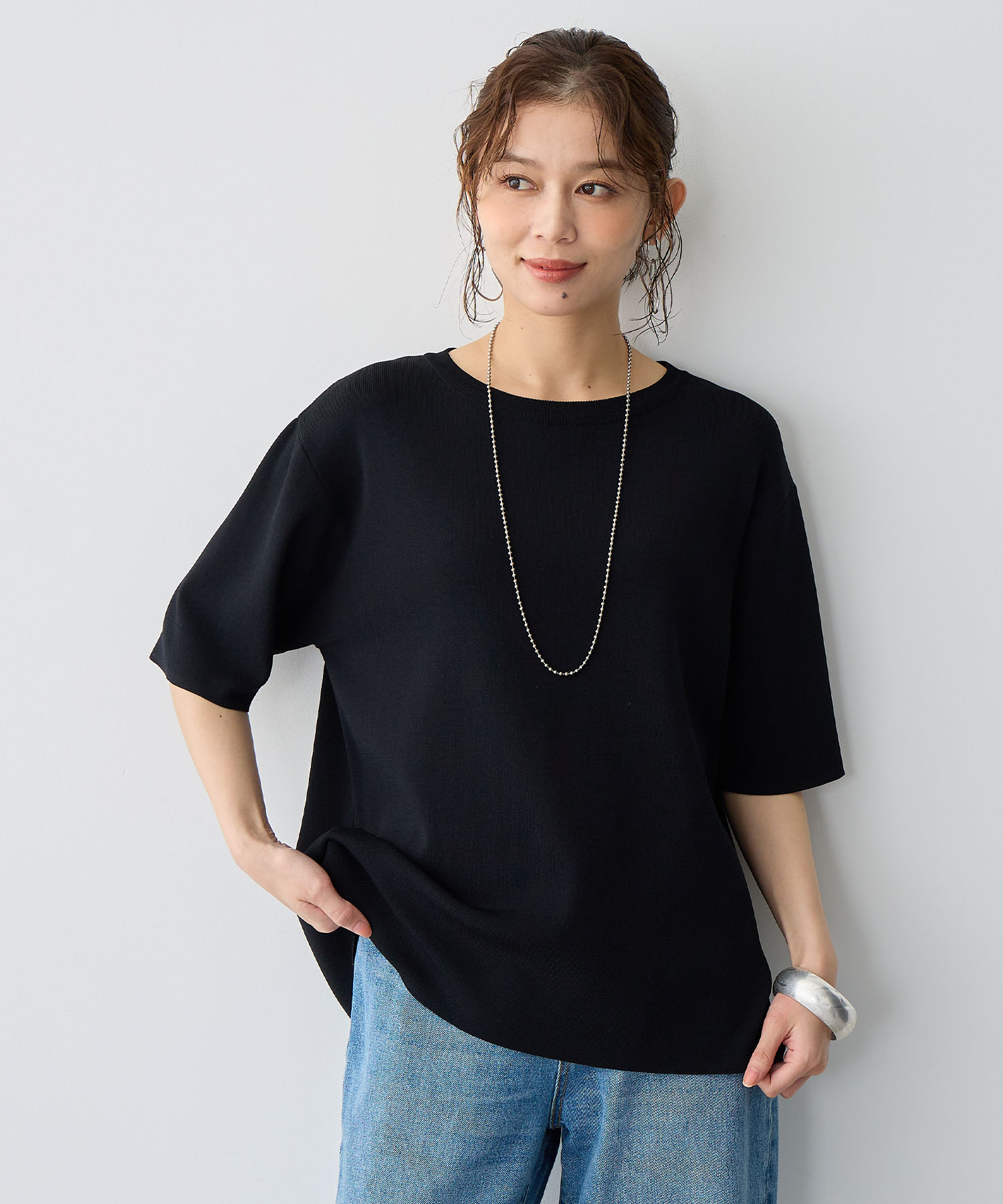 USAコットンオーバーサイズベーシック半袖Tシャツ<br>¥2,420