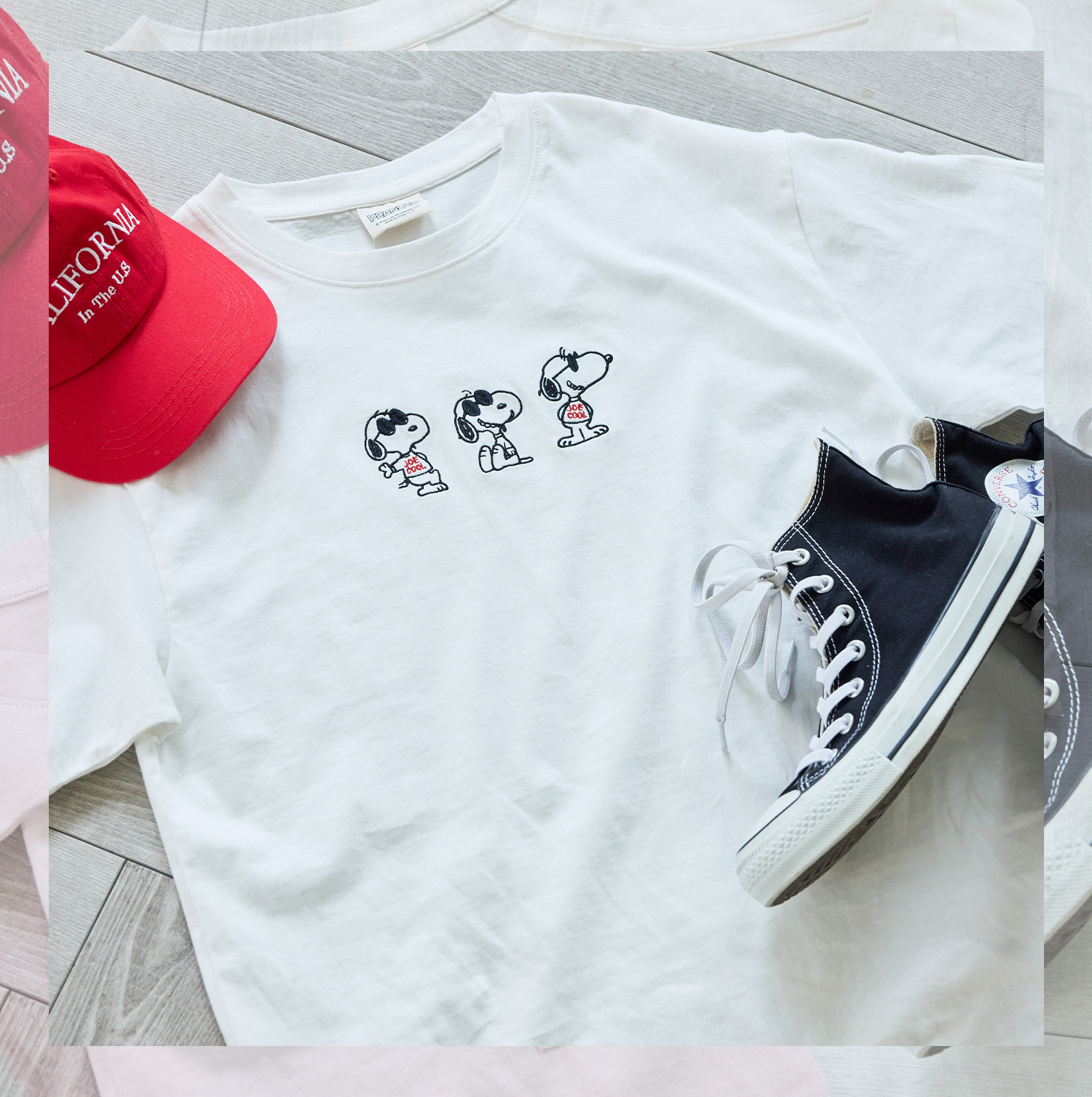 スヌーピー3パターンデザインTシャツ<br>¥2,189(tax in)