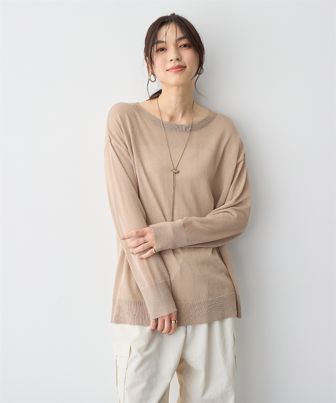 【anyfee/プラスサイズ】シアーニットプルオーバー（新色追加）《接触冷感》 ¥3,960 （税込）