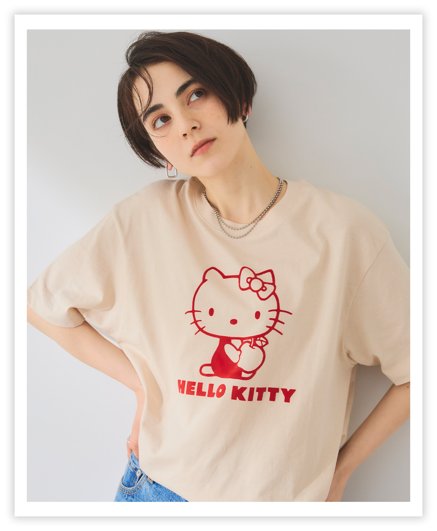 ハローキティ フロッキープリント半袖Ｔシャツ<br>2,189(tax in)