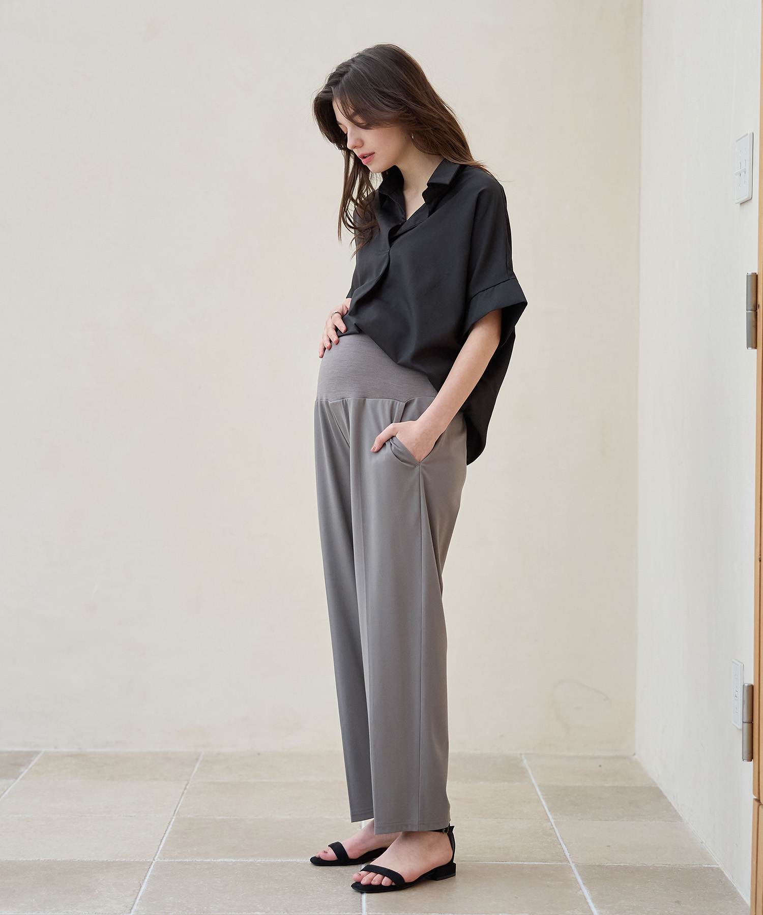 【接触冷感】カノコワイドテーパードパンツ ¥4,390 （税込）
