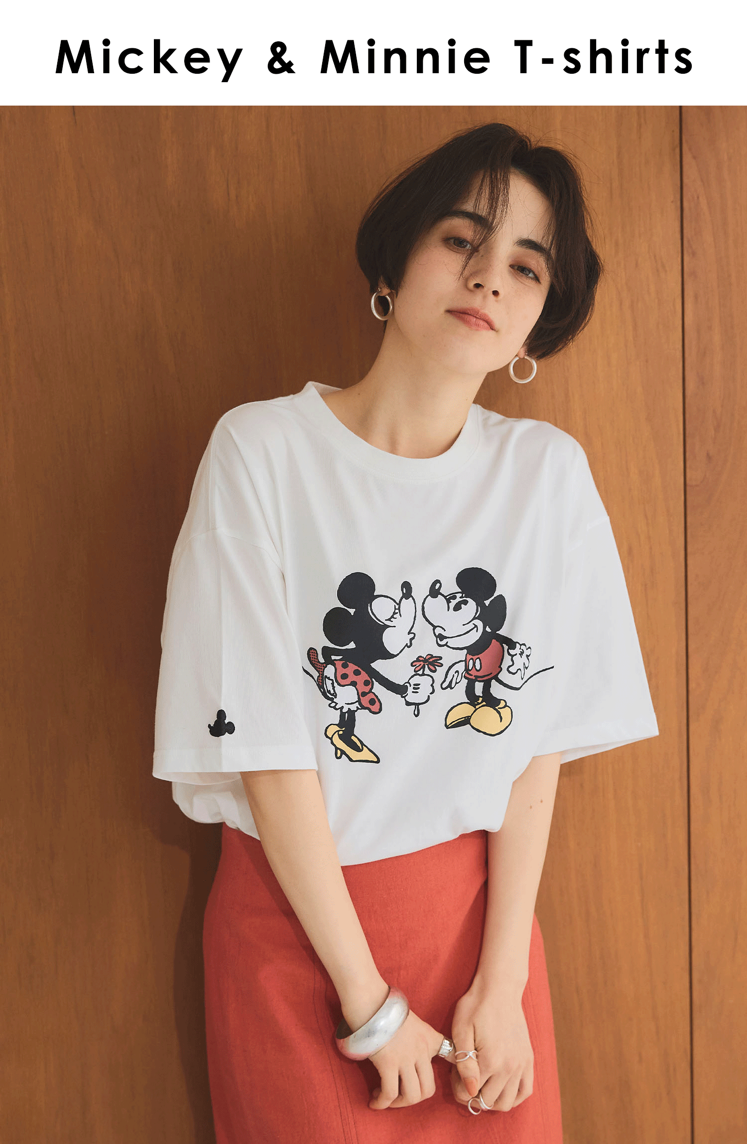 ミッキー＆ミニープリント半袖Tシャツ<br>¥3,960(tax in)