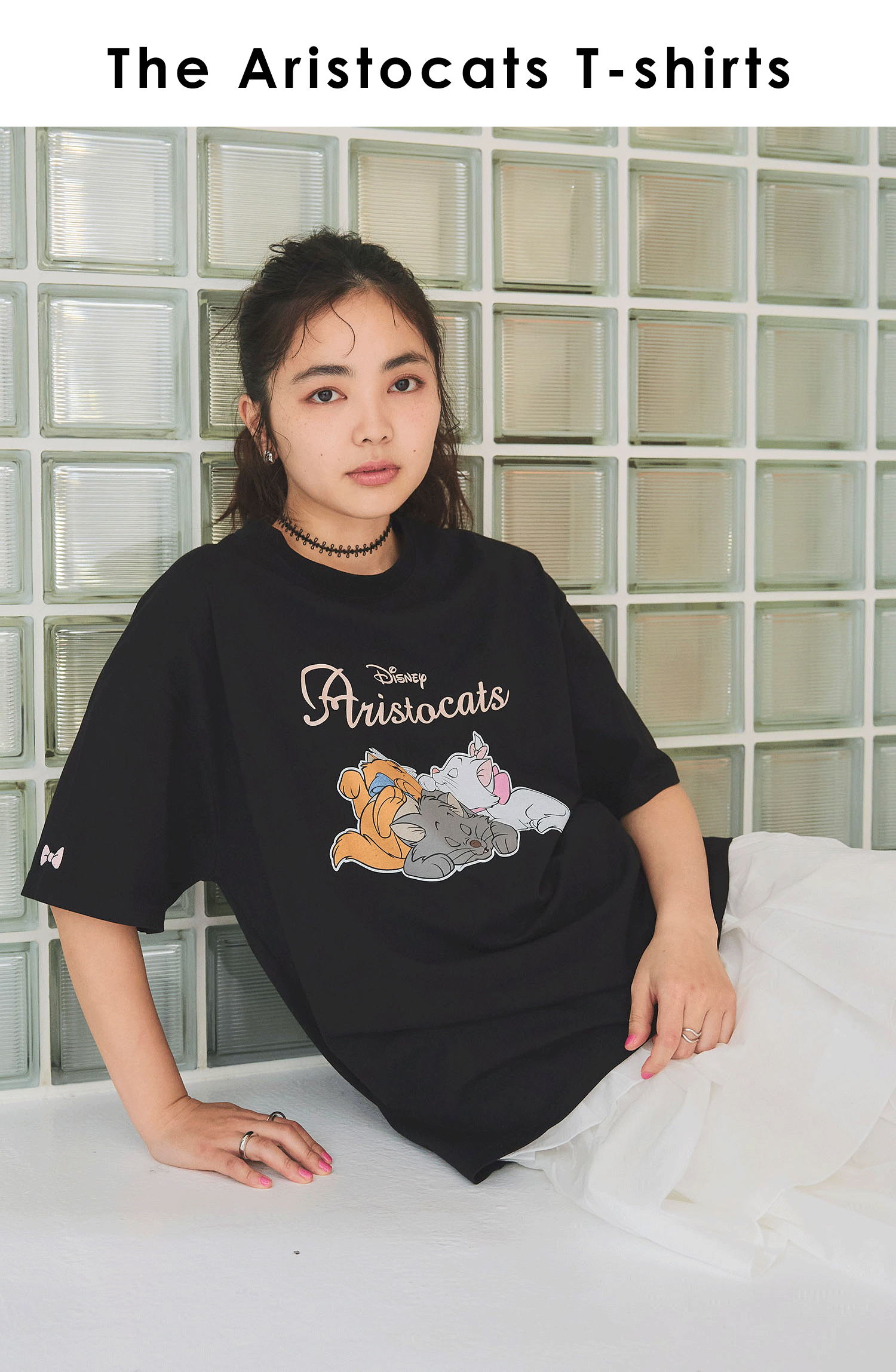 おしゃれキャットプリント半袖Tシャツ<br>¥3,960(tax in)