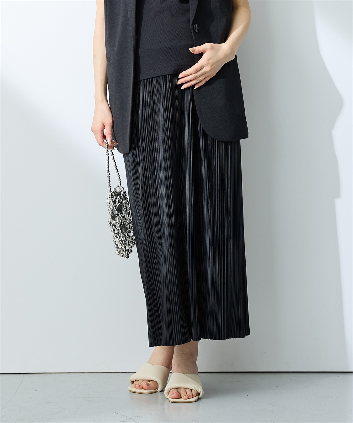 【セルフカット】プリーツマタニティスカート　¥4,390（税込）