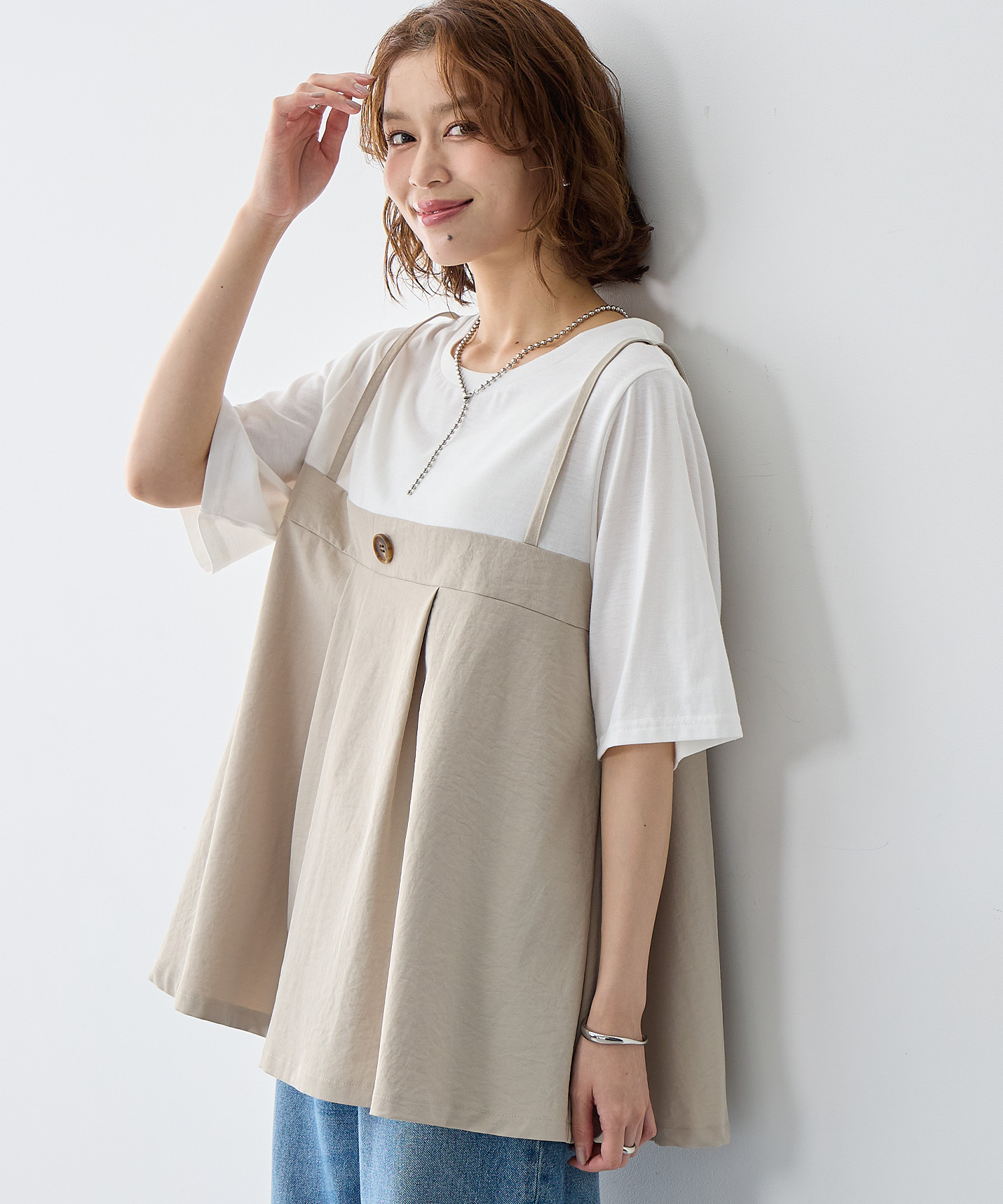 ビスチェドッキングペプラムカットソー<br>¥4,400