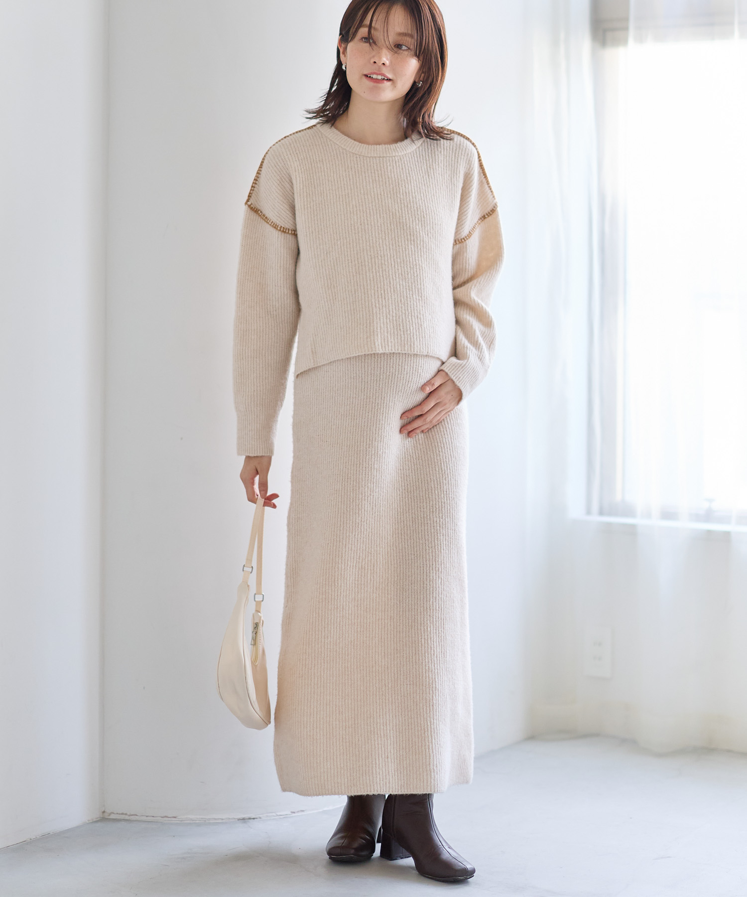 配色ステッチ ニットワンピース　¥5,490 （税込）