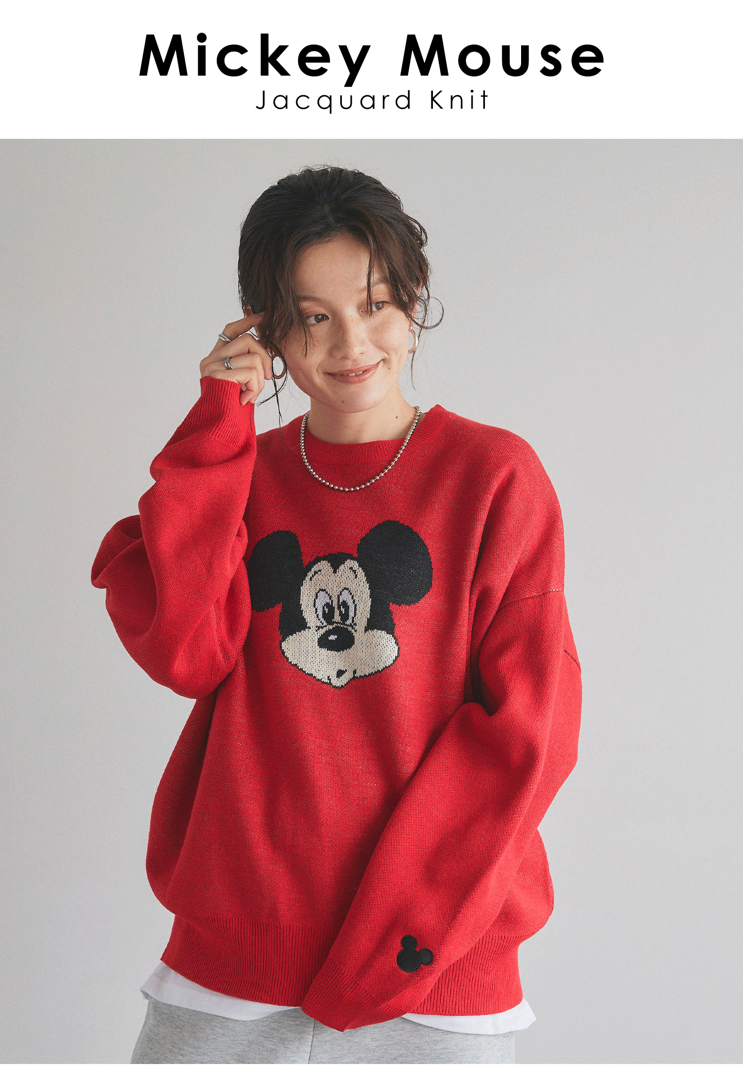 ミッキーマウス/ジャガードニットプルオーバー<br>¥7,480(tax in)