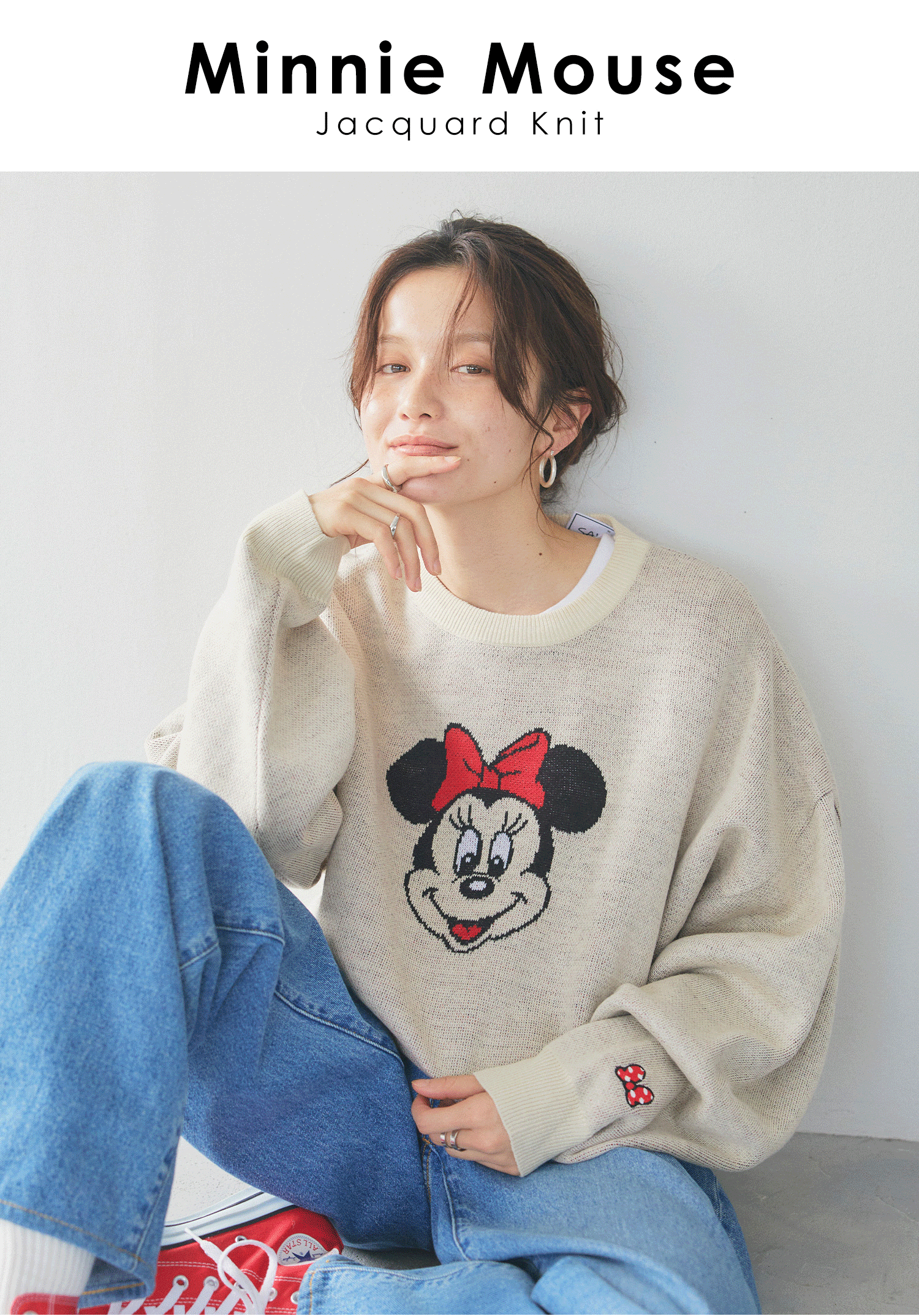 ミニーマウス/ジャガードニットプルオーバー<br>¥7,480(tax in)