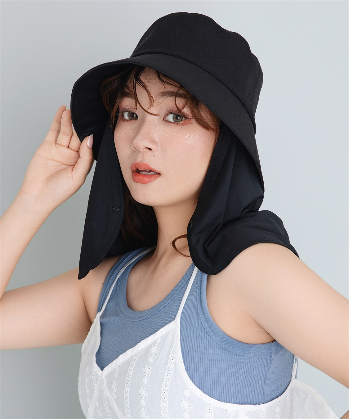 【Yoki】UVカットサンシェードハット ¥3,850［商品詳細はこちら］