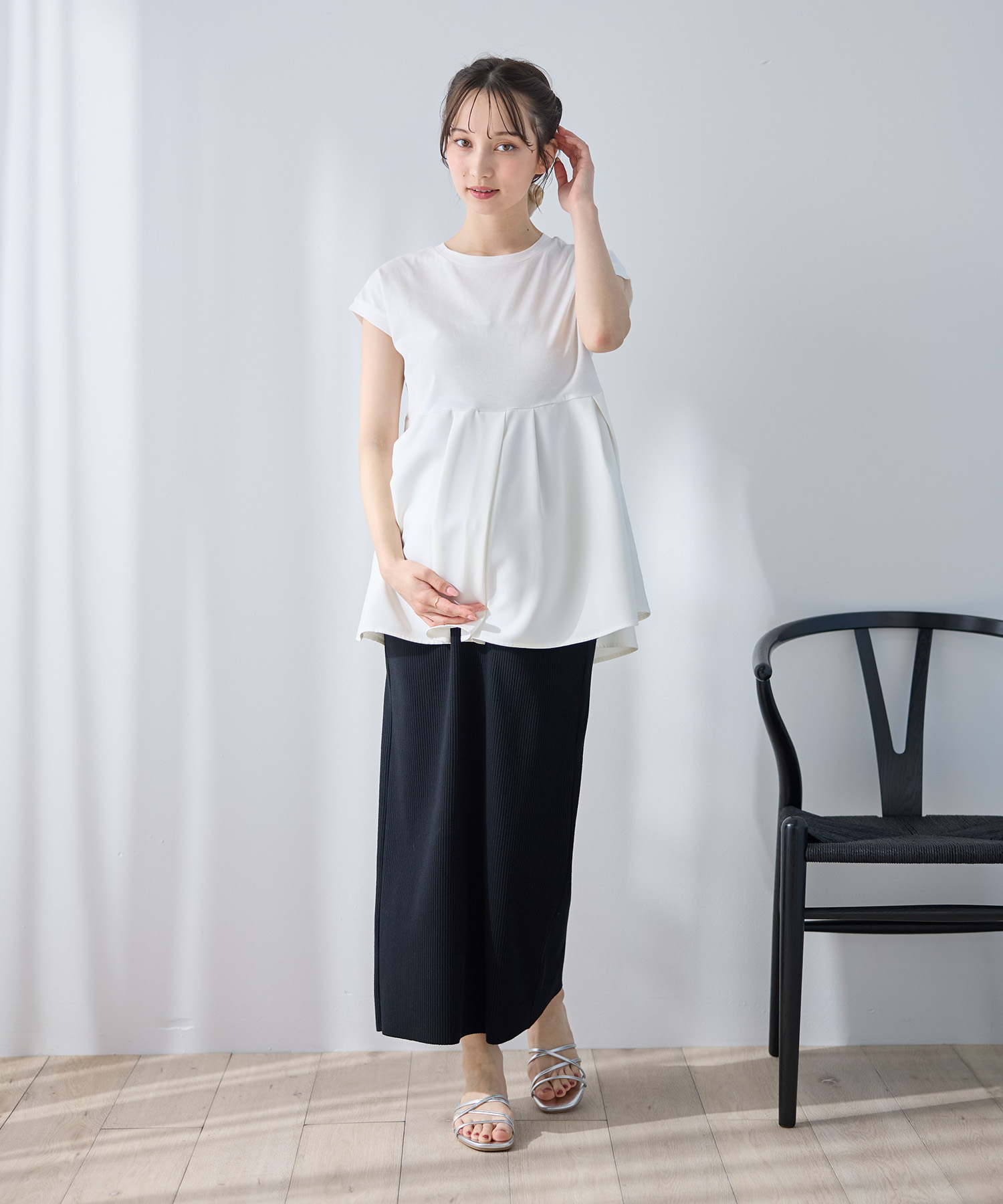 《リブ》産前・産後対応｜セルフカットナロースカート　 ¥3,990（税込）</br>【商品詳細はこちら】