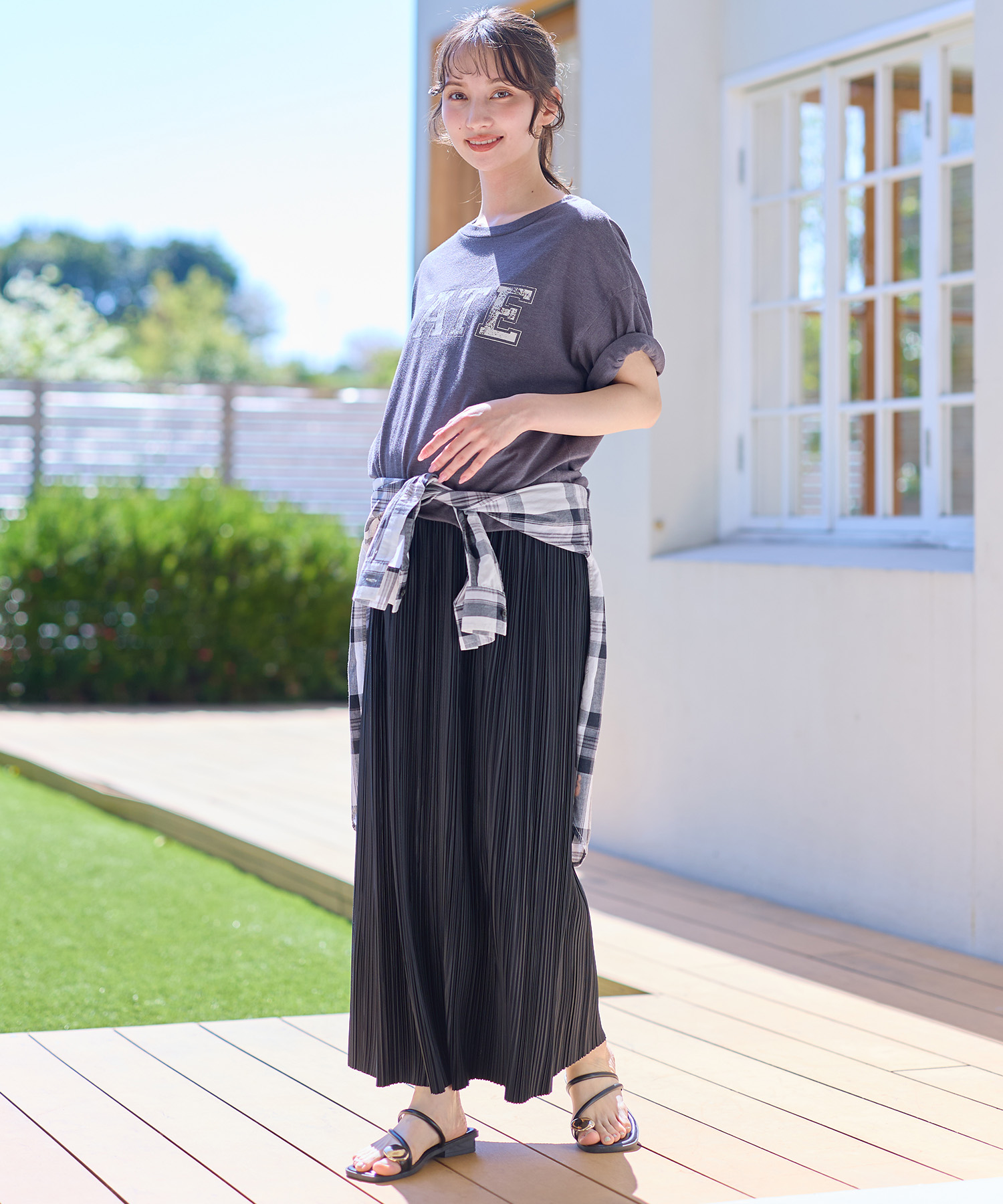 《プリーツ》産前・産後対応｜セルフカットスカート　 ¥4,390（税込）</br>【商品詳細はこちら】