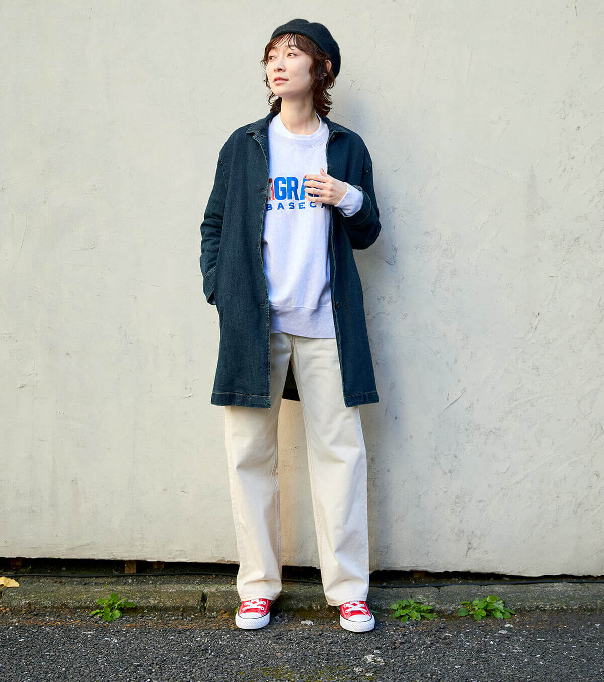 デニムカバーオールコート・ネイビー