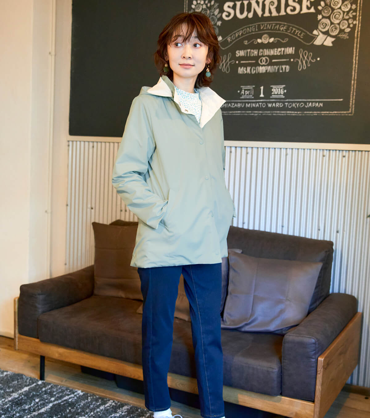 リバーシブルライトコート・ライトグリーン