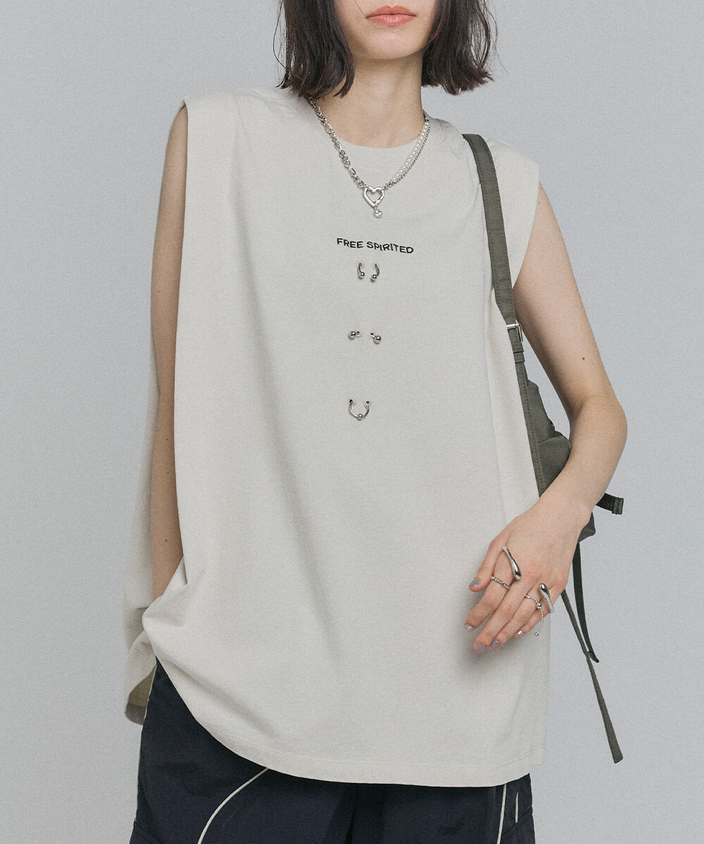 ボディピアスノースリーブTシャツ